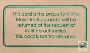 Music Institute Membership Card